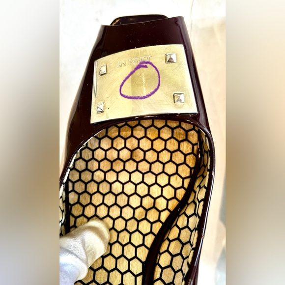 Jones New York purple patent leather Peep Toe Wedge slingback heels 11M - Picture 7 of 8